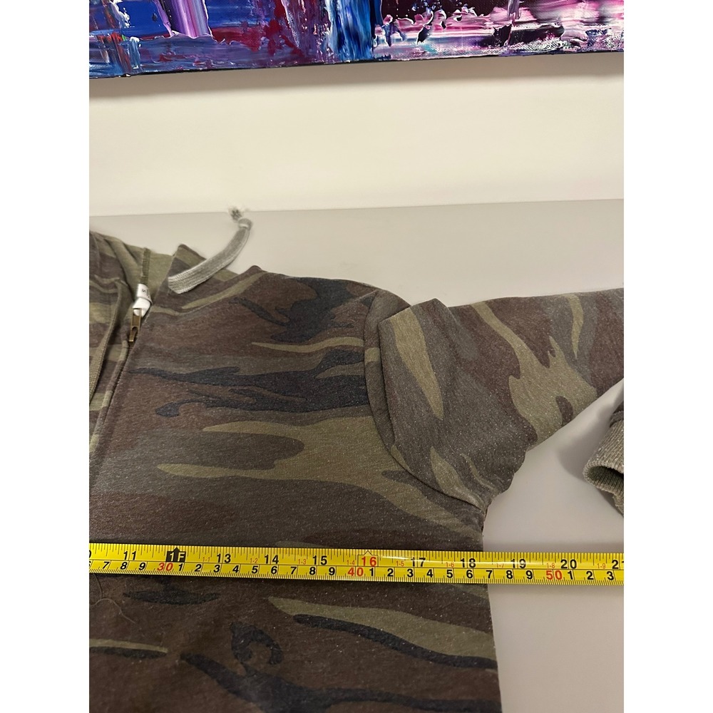 Z Supply Zip Up Hoodie Green and Brown Camouflage | Size Small - Picture 5 of 7